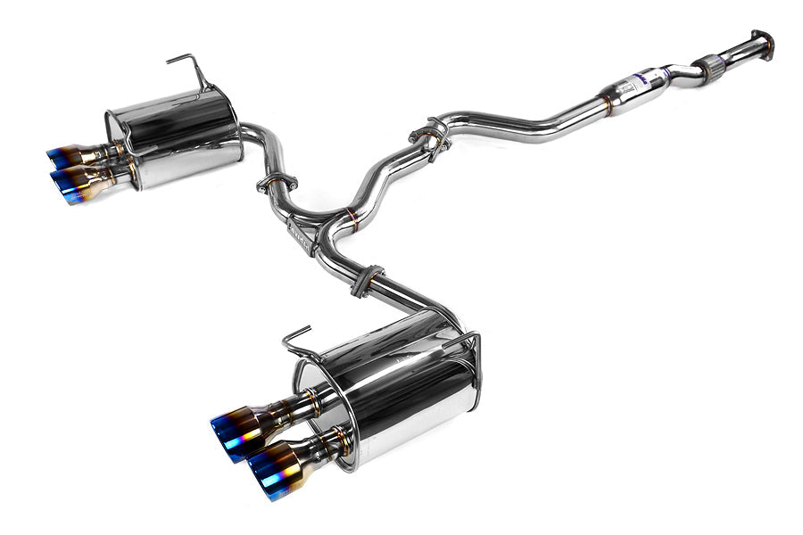 Invidia Q300 Quad Tip Cat Back Exhaust - Titanium Burnt Tips - 2011-2014 Subaru WRX/STI Sedan