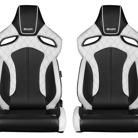 Braum Orue Series Sport Seats White Diamond (Black Stitching)-Universal