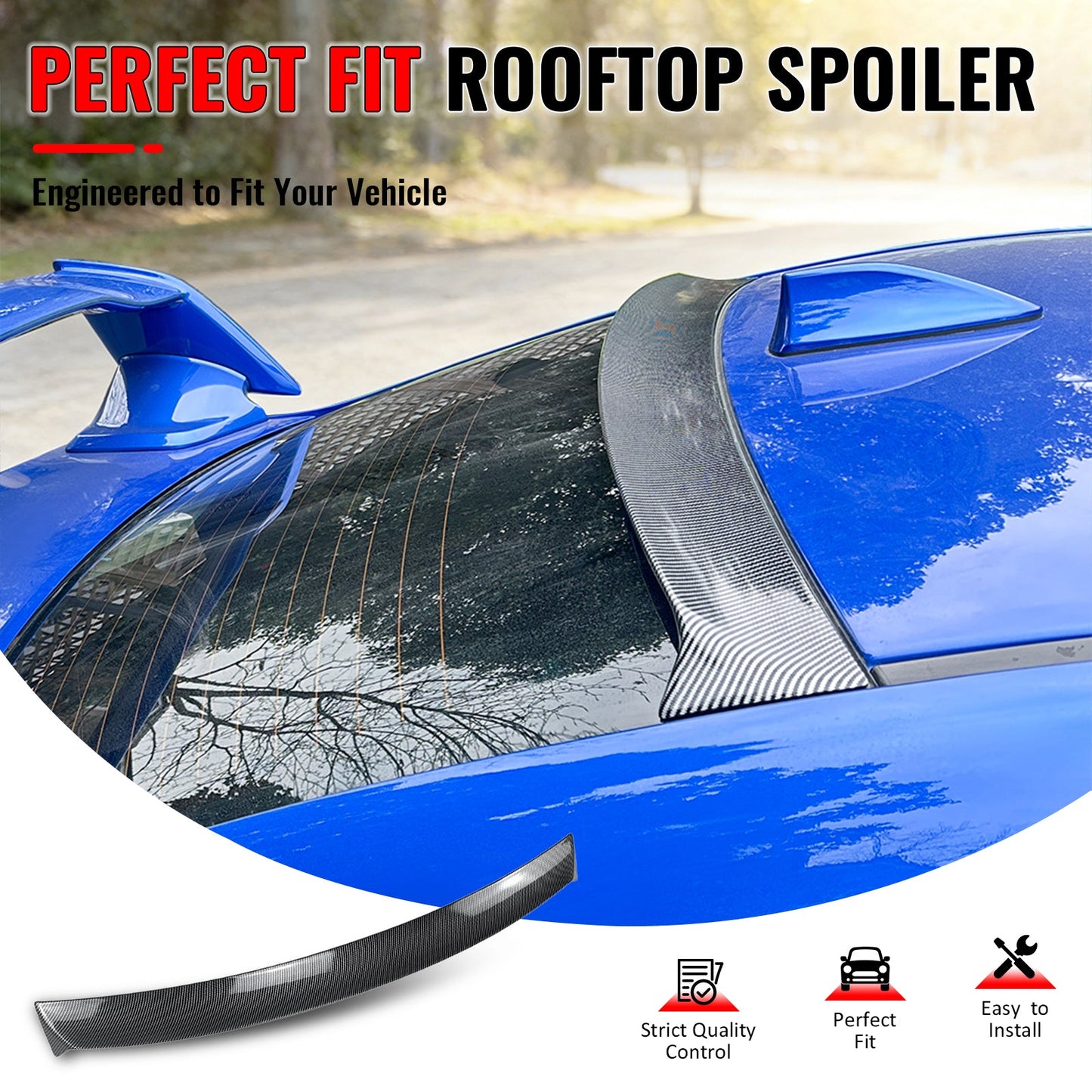 2015-2021 Subaru WRX IKON Style Carbon Fiber Print Roof Spoiler ABS