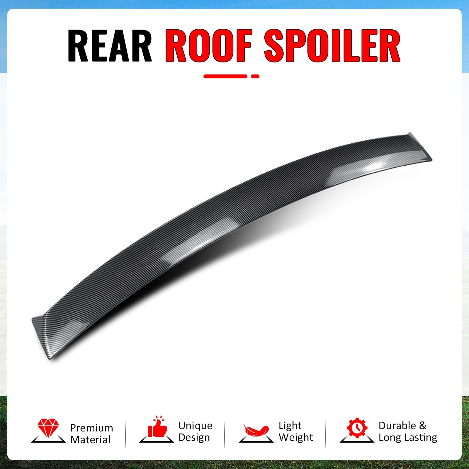 2015-2021 Subaru WRX IKON Style Carbon Fiber Print Roof Spoiler ABS