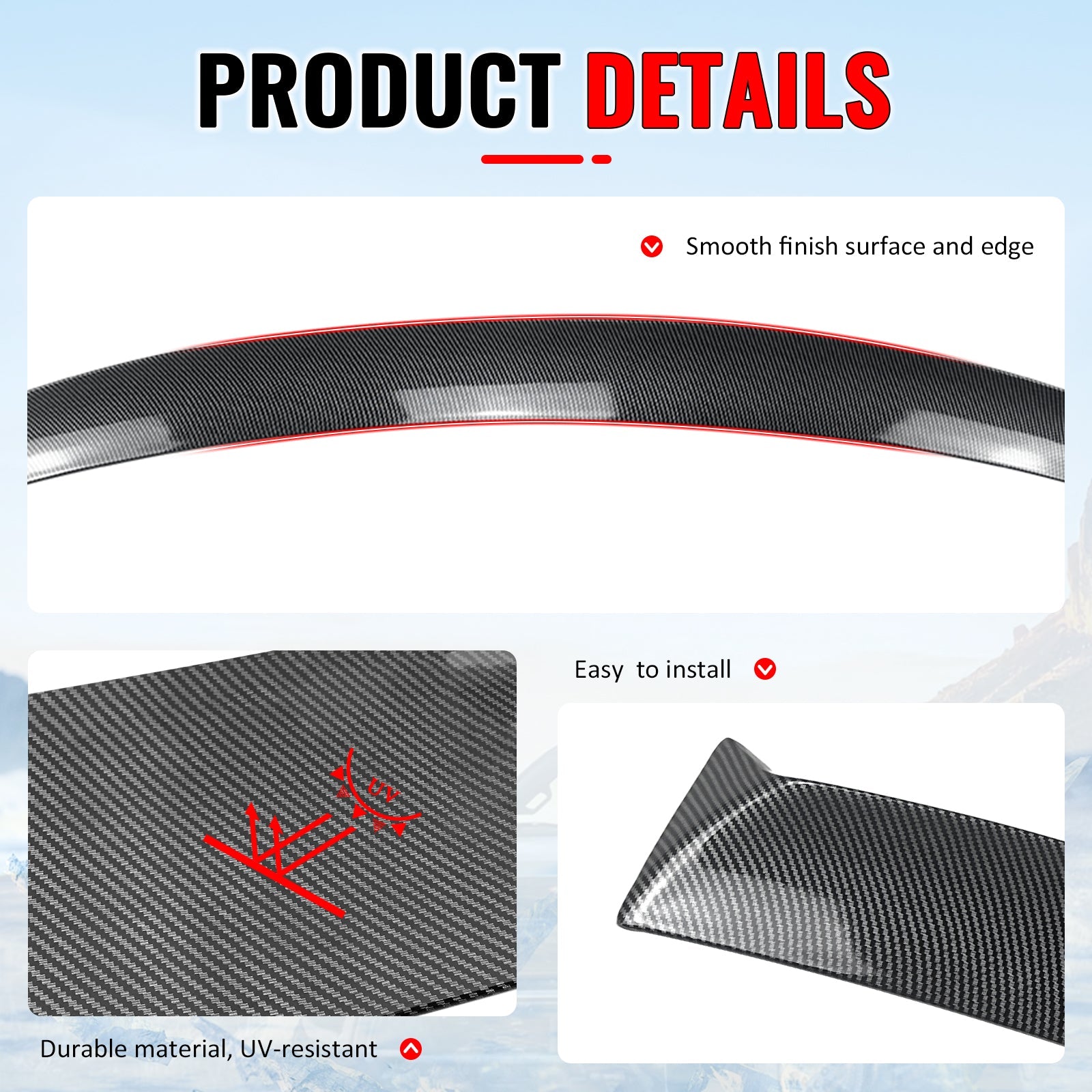 2015-2021 Subaru WRX IKON Style Carbon Fiber Print Roof Spoiler ABS