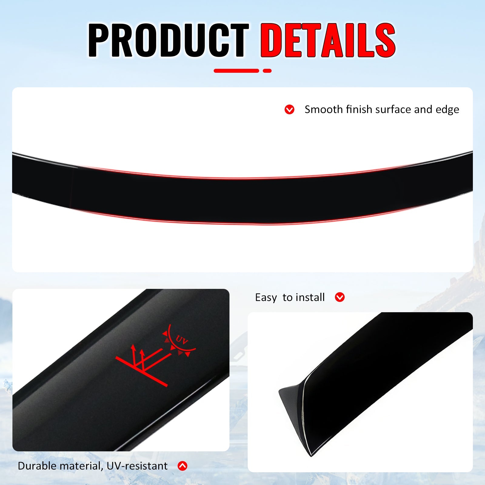 2015-2021 Subaru WRX IKON Style Gloss Black Rear Roof Spoiler Wing ABS