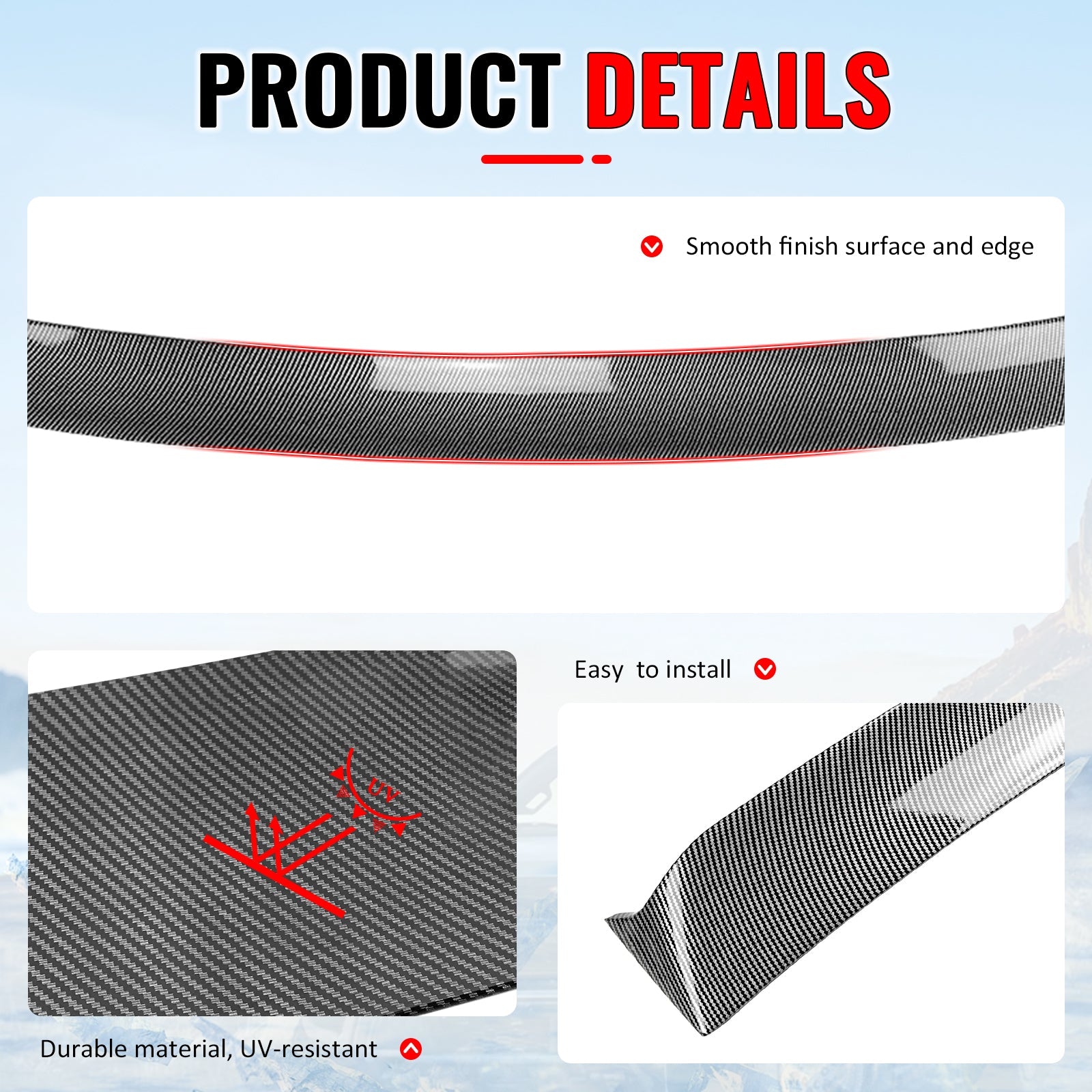2022-2025 Subaru WRX IKON Style Carbon Fiber Print Roof Spoiler ABS