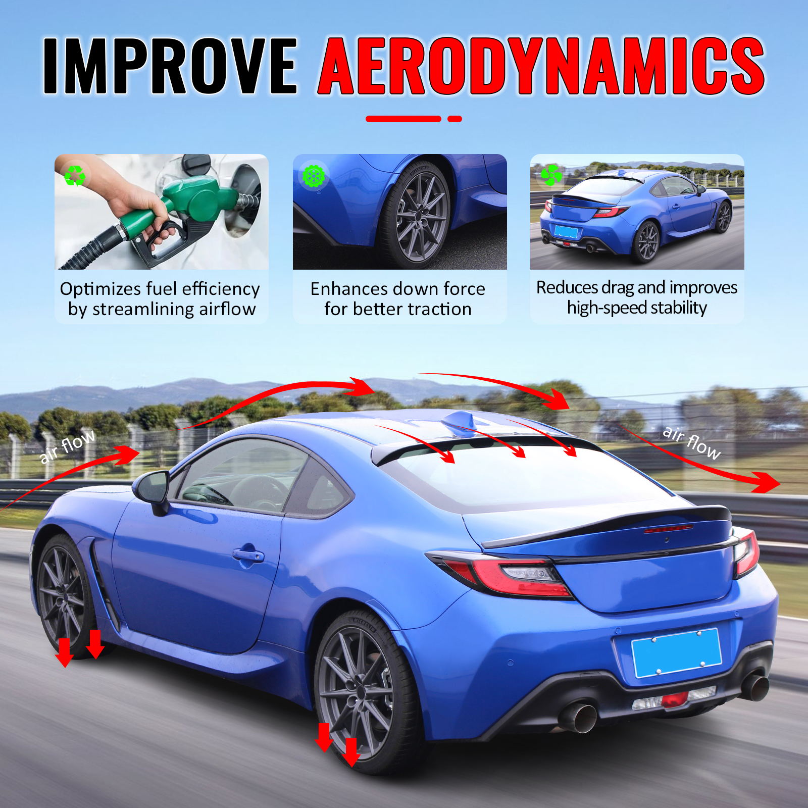 2013-2020 BRZ FR-S TY86 IKON V Style Gloss Black Rear Roof Spoiler ABS