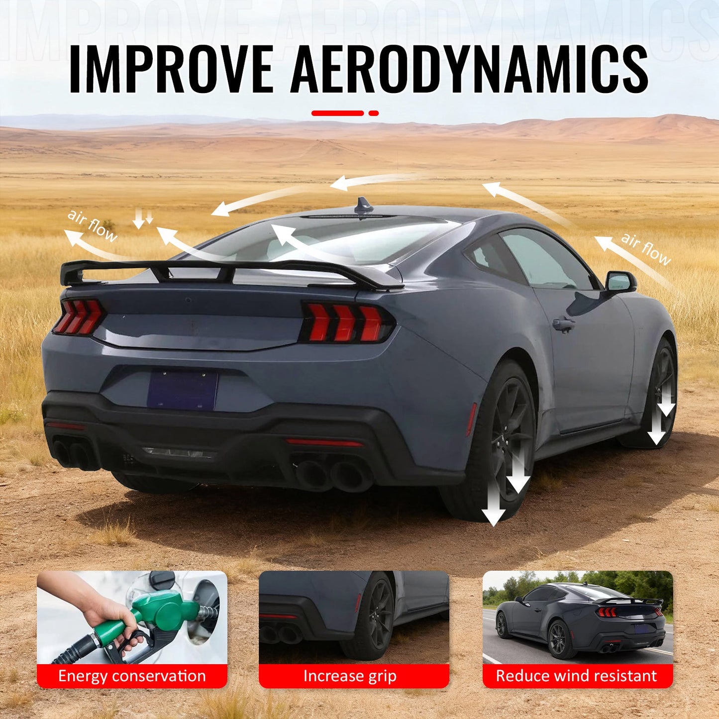 2024-2026 Ford Mustang Dark Horse Style Trunk Spoiler Wing ABS