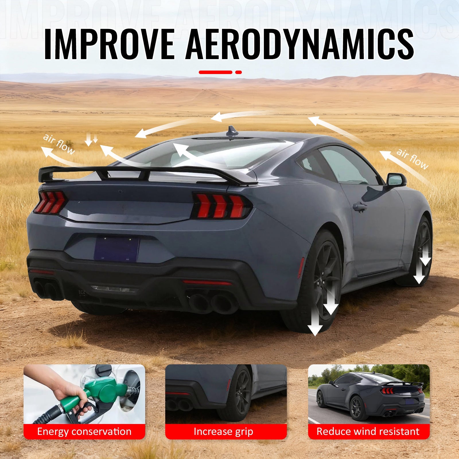 2024-2026 Ford Mustang Dark Horse Style Trunk Spoiler Wing ABS
