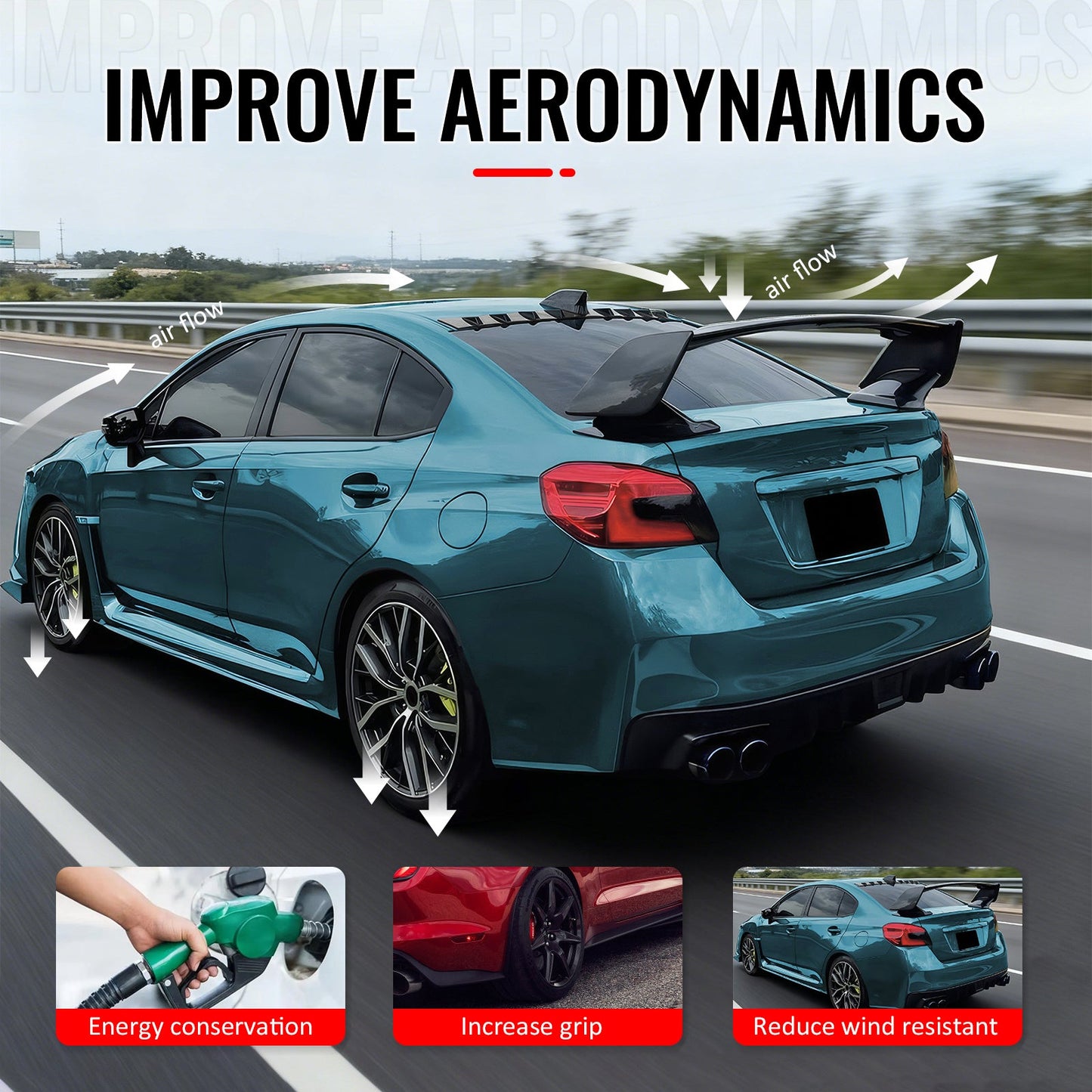 2015-2021 WRX STI 2012-2016 Impreza STI Gloss Black Trunk Spoiler ABS