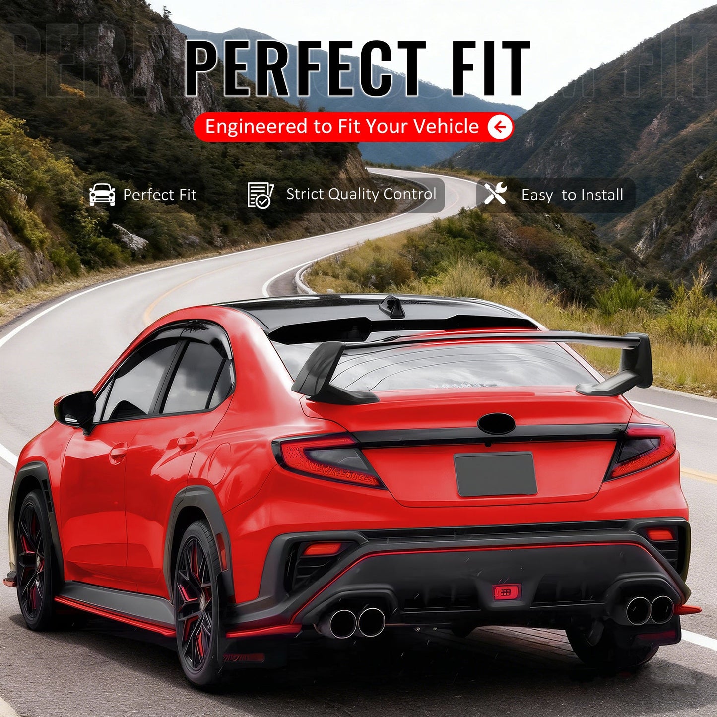 2022-2025 Subaru WRX STI Style Gloss Black Rear Trunk Spoiler Wing ABS