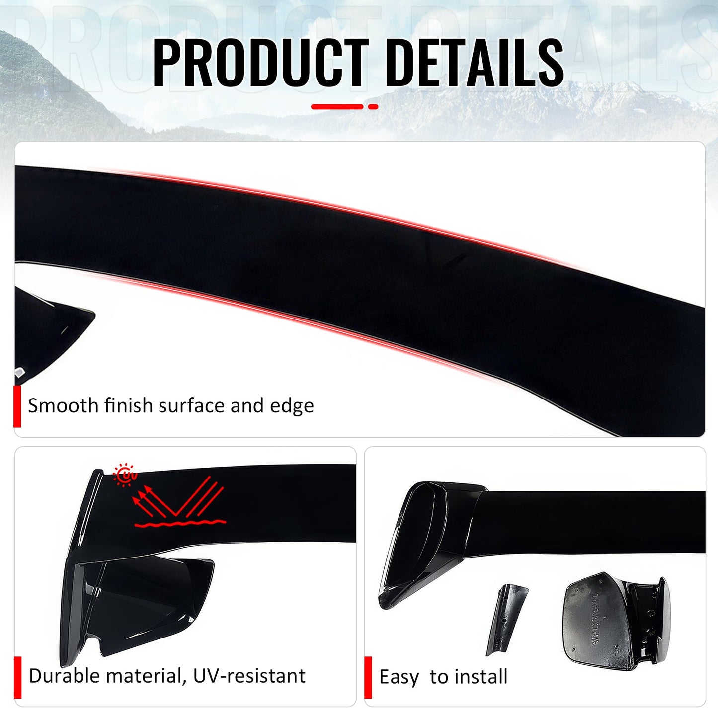 2022-2025 Subaru WRX STI Style Gloss Black Rear Trunk Spoiler Wing ABS