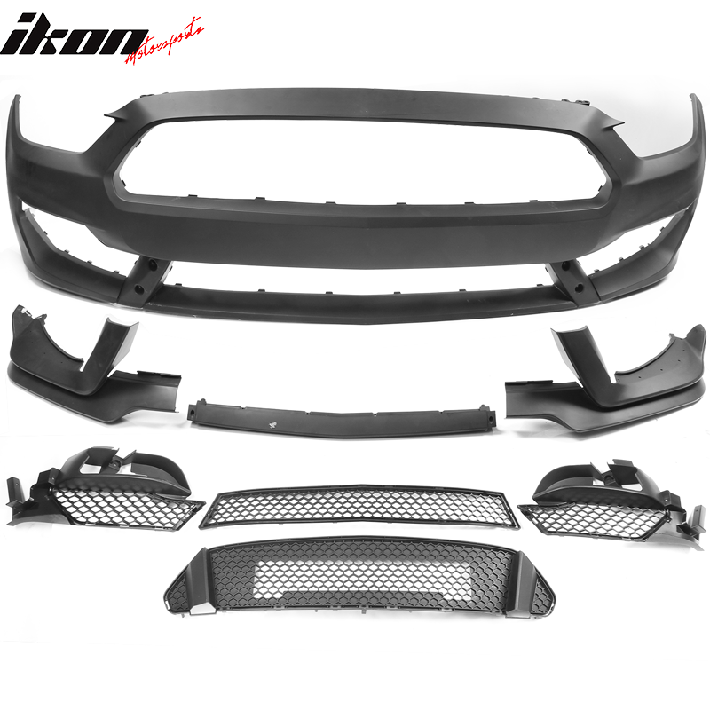 2015-2016 Ford Mustang GT350 Black Front Rear Bumper Conversion PP
