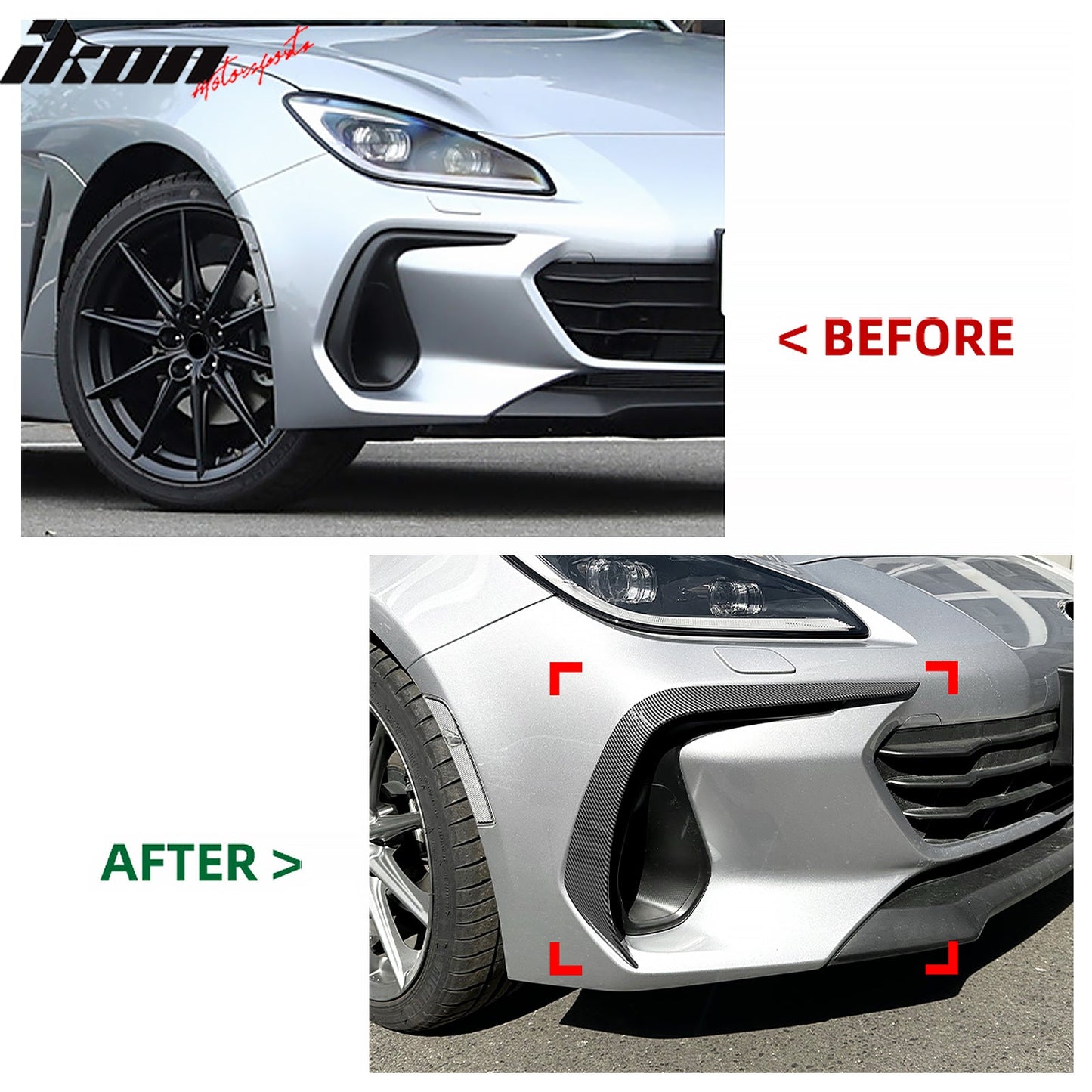 2022-2025 Subaru BRZ IKON Carbon Fiber Print Front Side Canards ABS