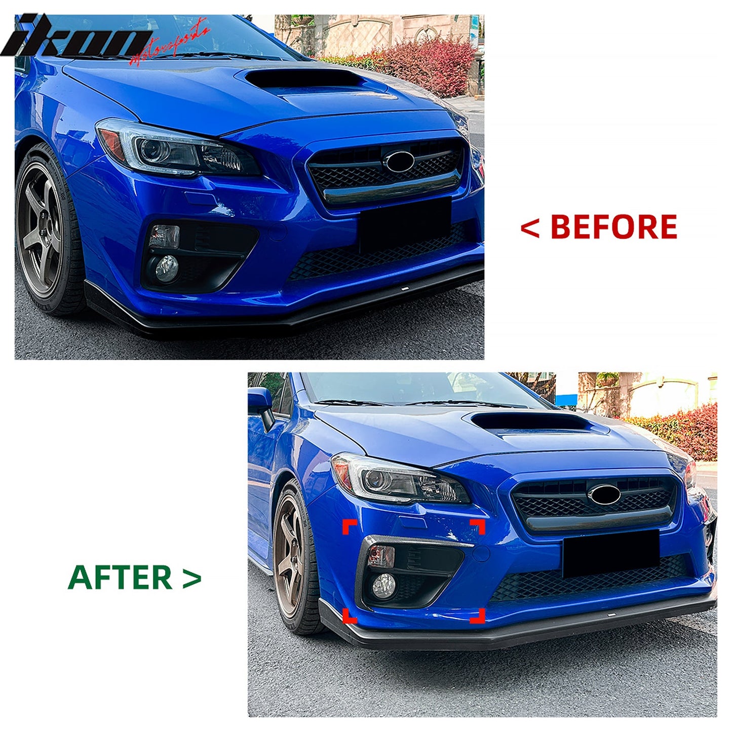 2015-2017 Subaru WRX STI IKON Carbon Fiber Print Front Side Canard ABS