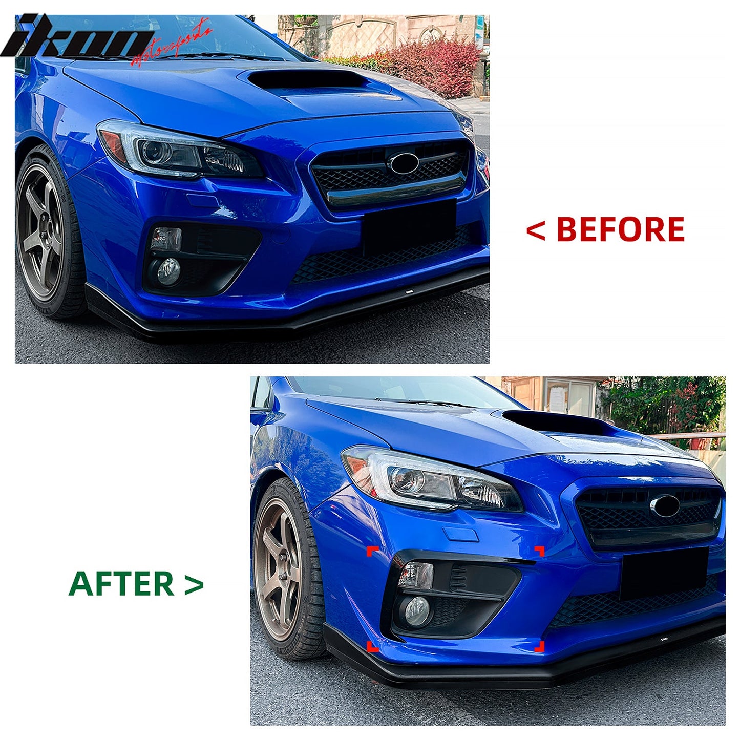 2015-2017 Subaru WRX STI IKON Style Gloss Black Front Side Canards ABS