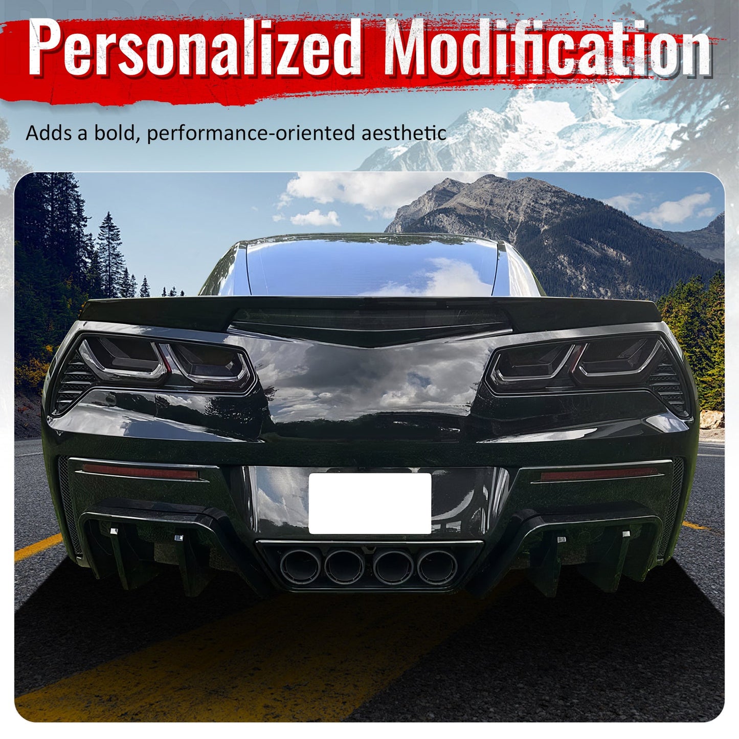 2014-2019 Chevy Corvette IKON Rear Bumper Diffuser Lip PP