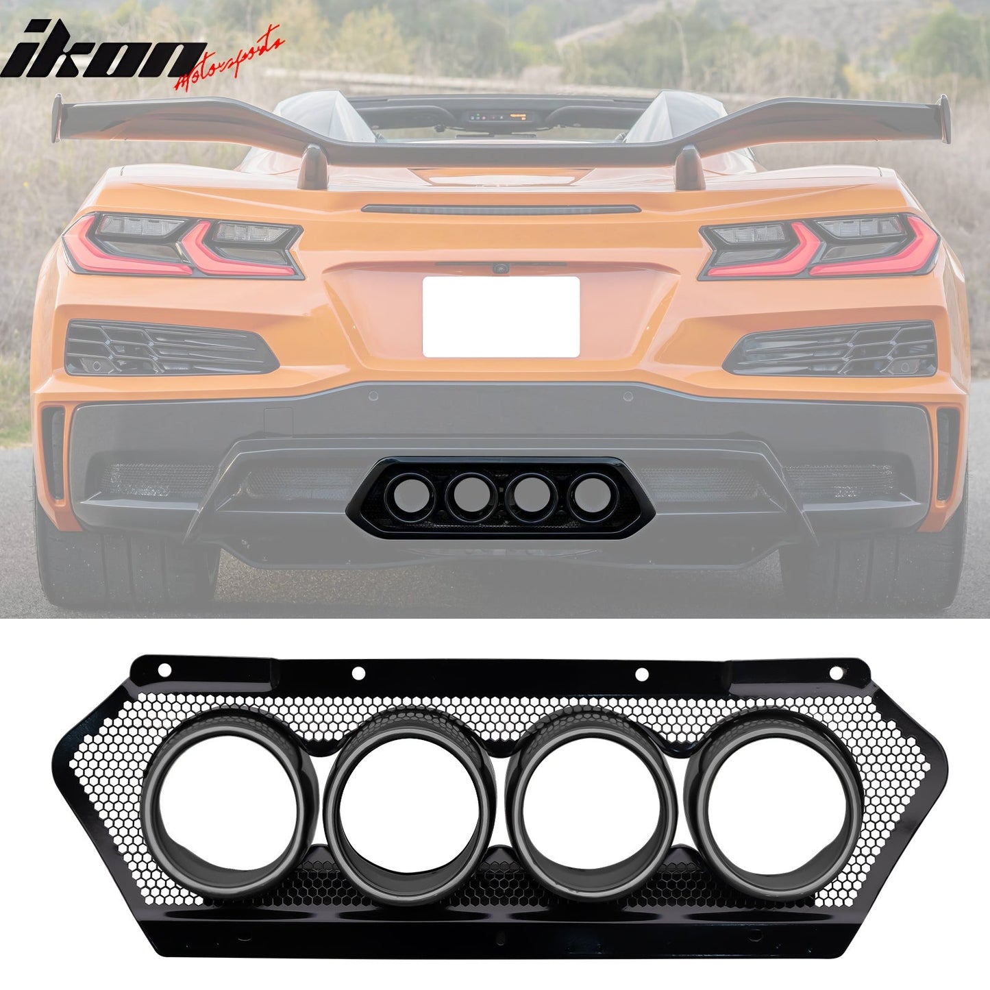 2020-2025 Chevy Corvette C8 Rear Diffuser Lip + Exhaust Muffler Pipe