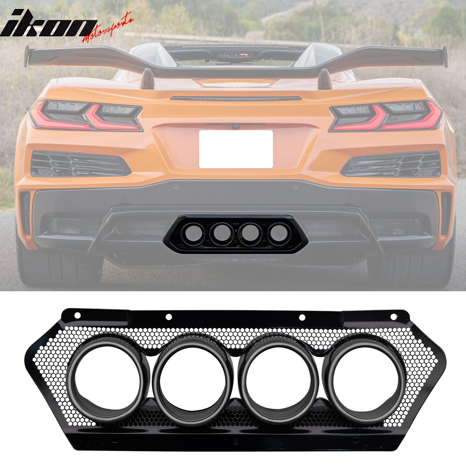 2020-2025 Corvette C8 Front Rear Bumpers Black Exhaust Trunk Spoiler