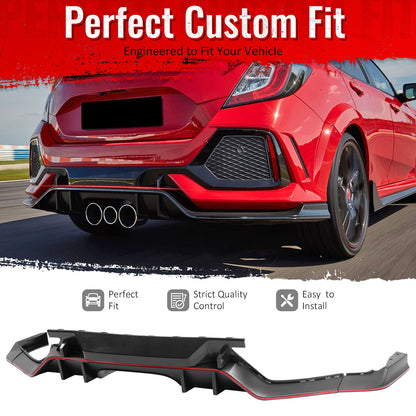 2017-2021 Honda Civic Hatchback Type R Black Rear Bumper Lip Kit PP