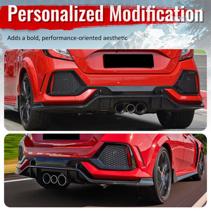 2017-2021 Honda Civic Hatchback Type R Black Rear Bumper Lip Kit PP