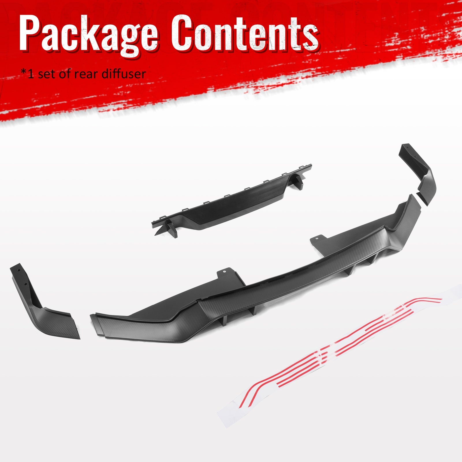 2017-2021 Honda Civic Hatchback Type R Black Rear Bumper Lip Kit PP