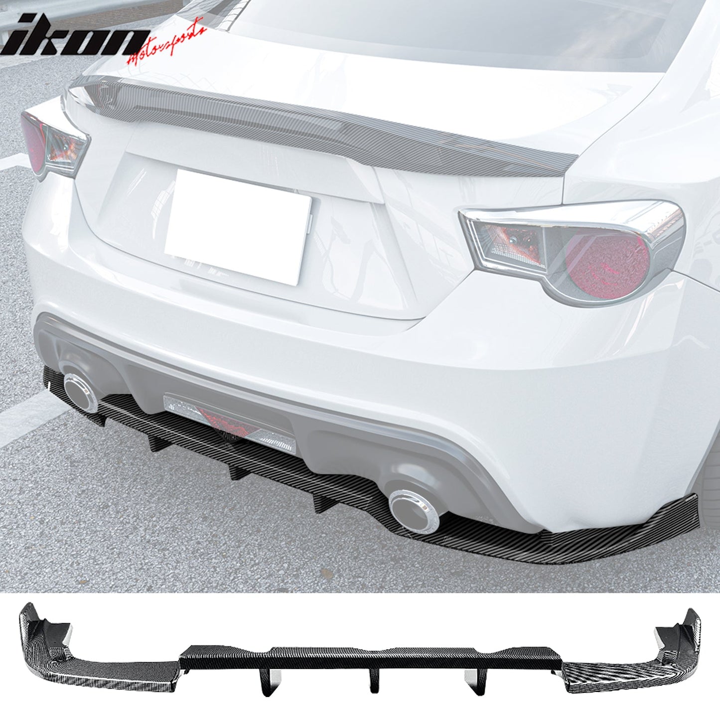 2013-2020 Scion FRS Subaru BRZ Carbon Fiber Print Rear Diffuser PP