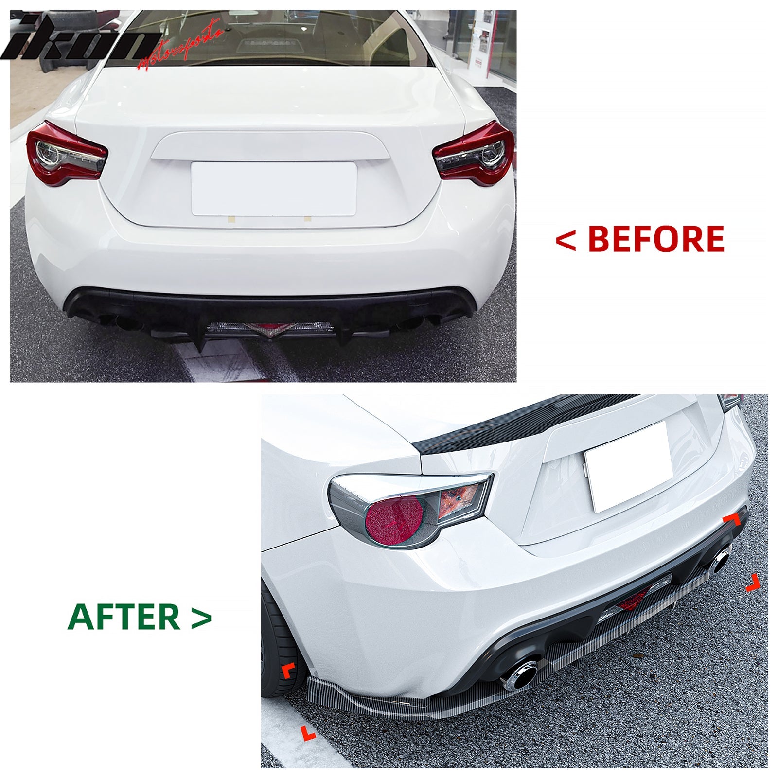 2013-2020 Scion FRS Subaru BRZ Carbon Fiber Print Rear Diffuser PP