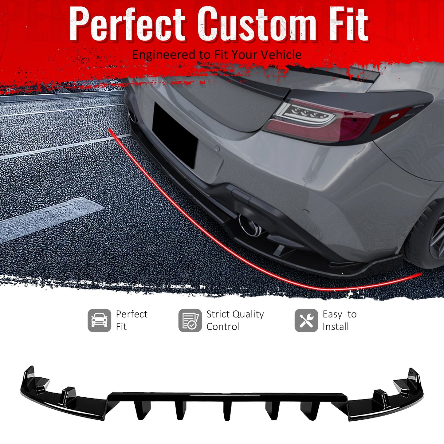2022-2026 Subaru BRZ Toyota GR86 IKV1 Gloss Black Rear Bumper Lip PP