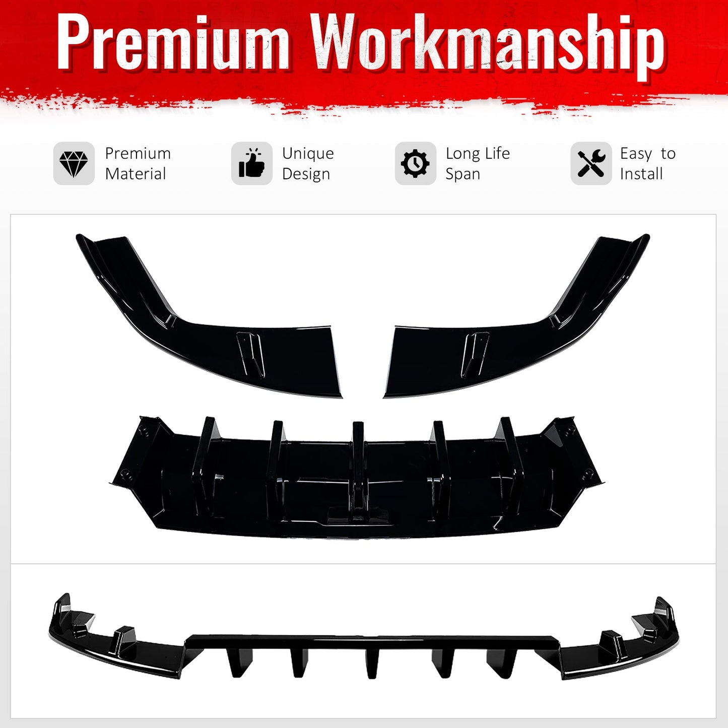 2022-2026 Subaru BRZ Toyota GR86 IKV1 Gloss Black Rear Bumper Lip PP