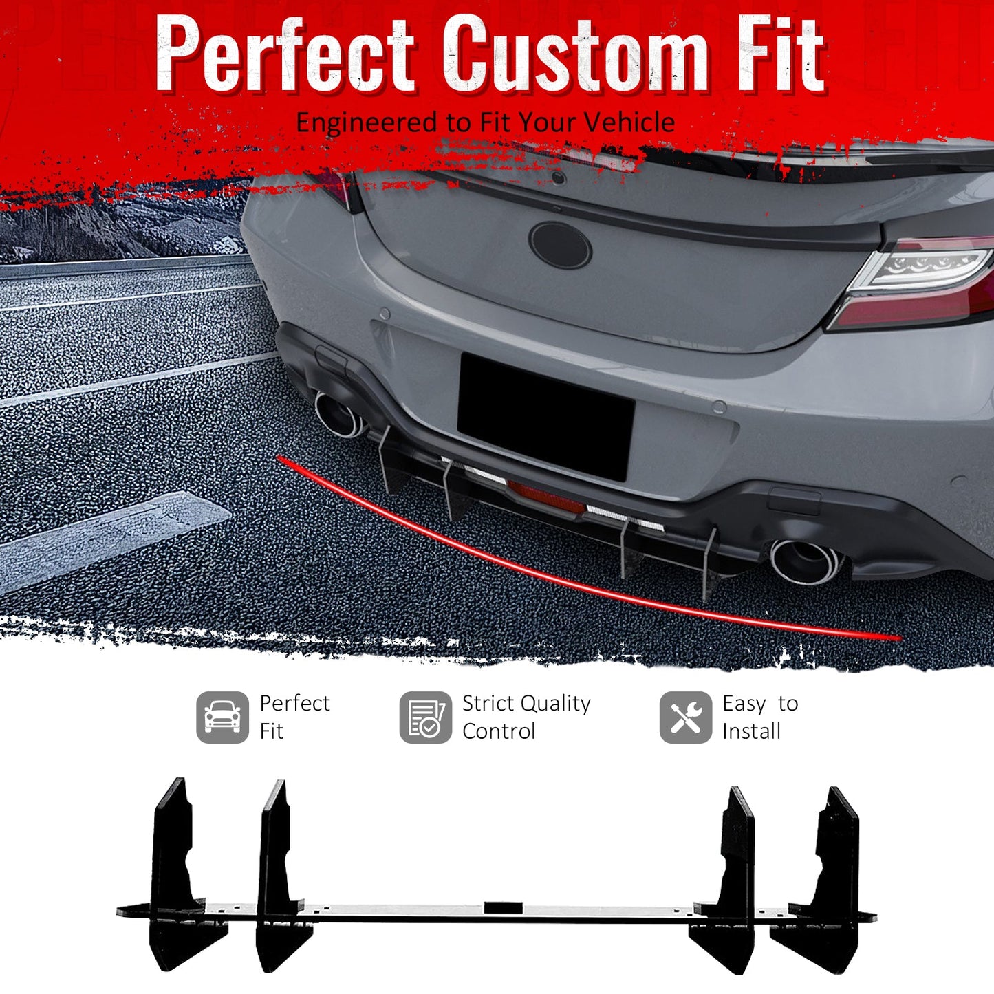 2022-2026 Subaru BRZ Toyota GR86 IKV2 Gloss Black Rear Bumper Lip ABS