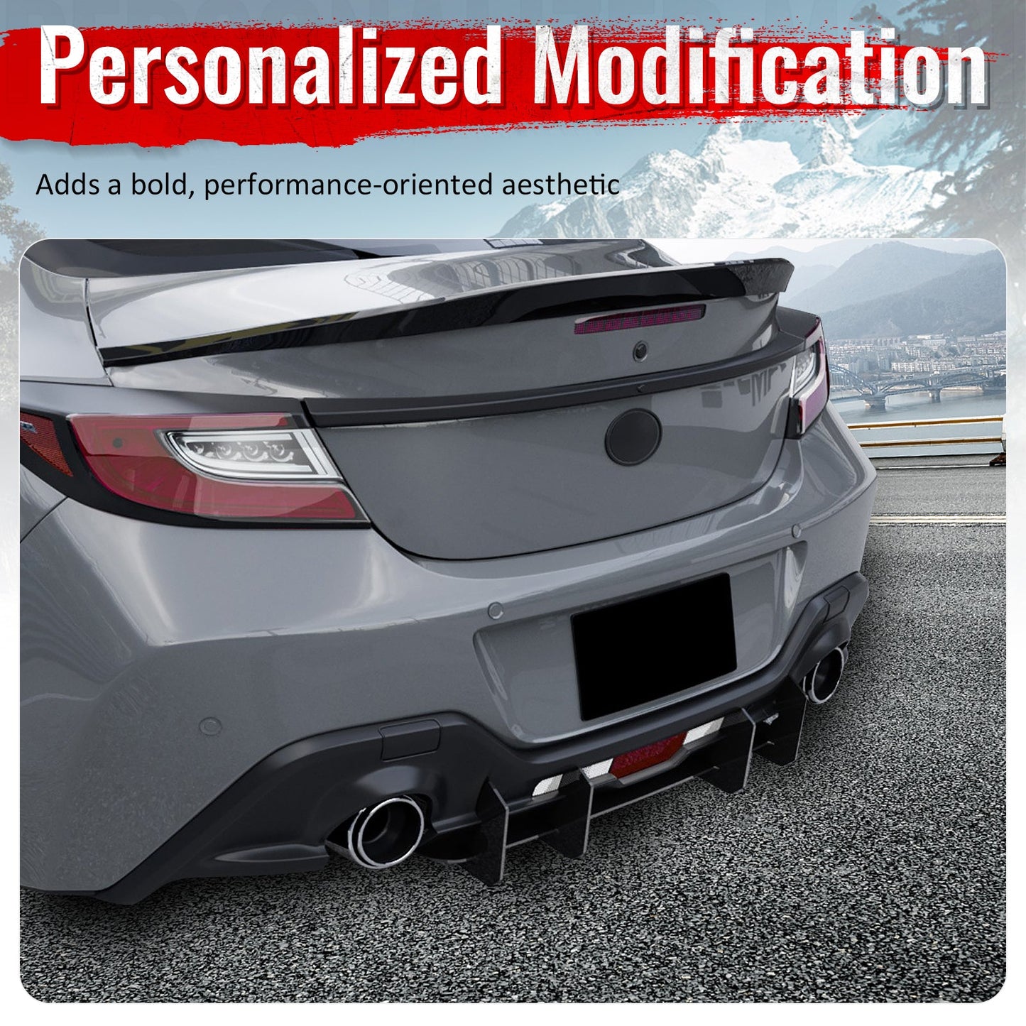 2022-2026 Subaru BRZ Toyota GR86 IKV2 Gloss Black Rear Bumper Lip ABS