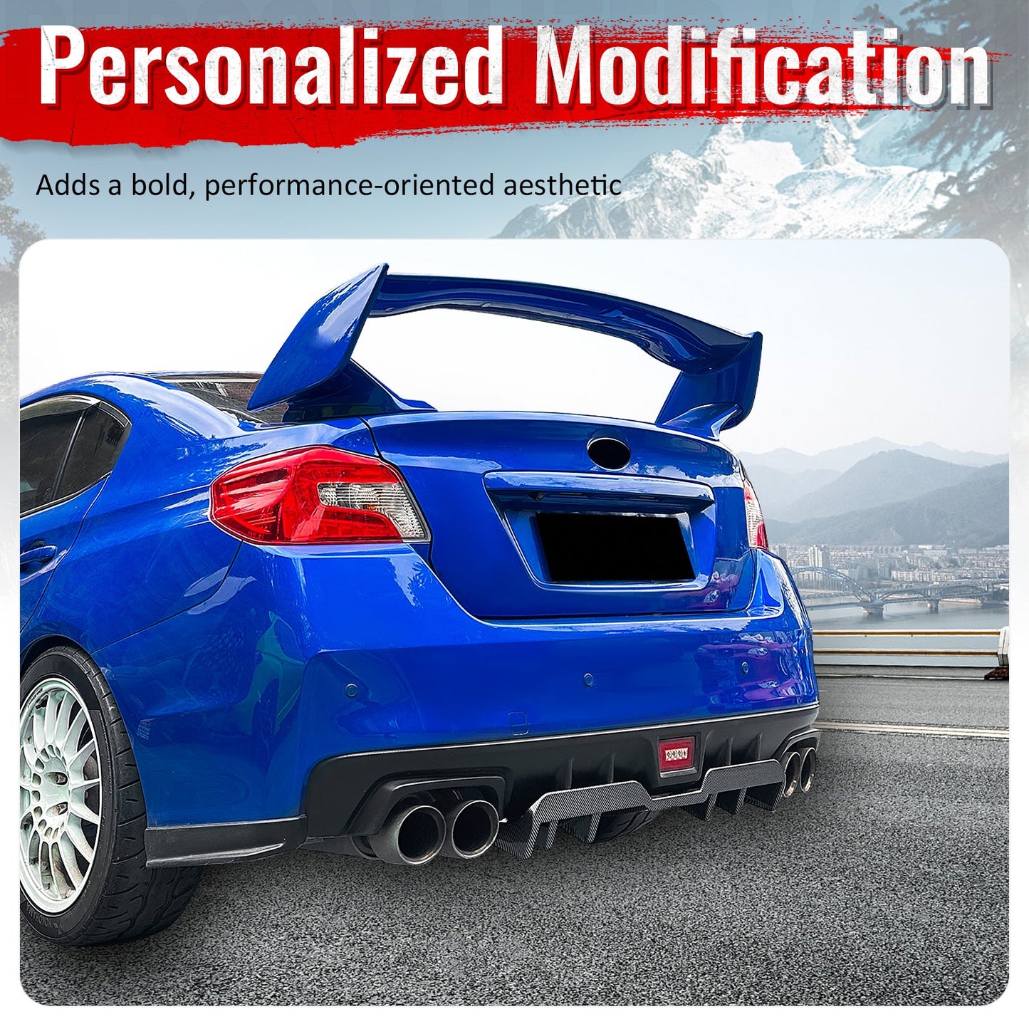 2015-2021 Subaru WRX STI HT Style Rear Diffuser Carbon Fiber Print ABS