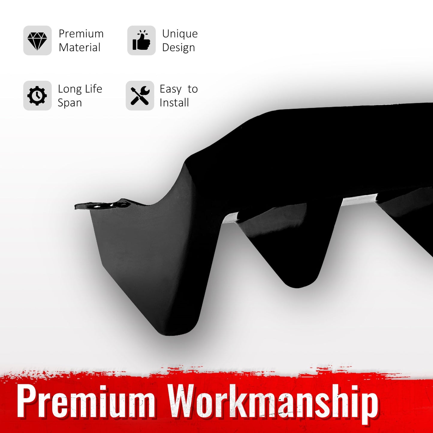 2015-2021 Subaru WRX STI HT Style Rear Diffuser Lip Gloss Black ABS