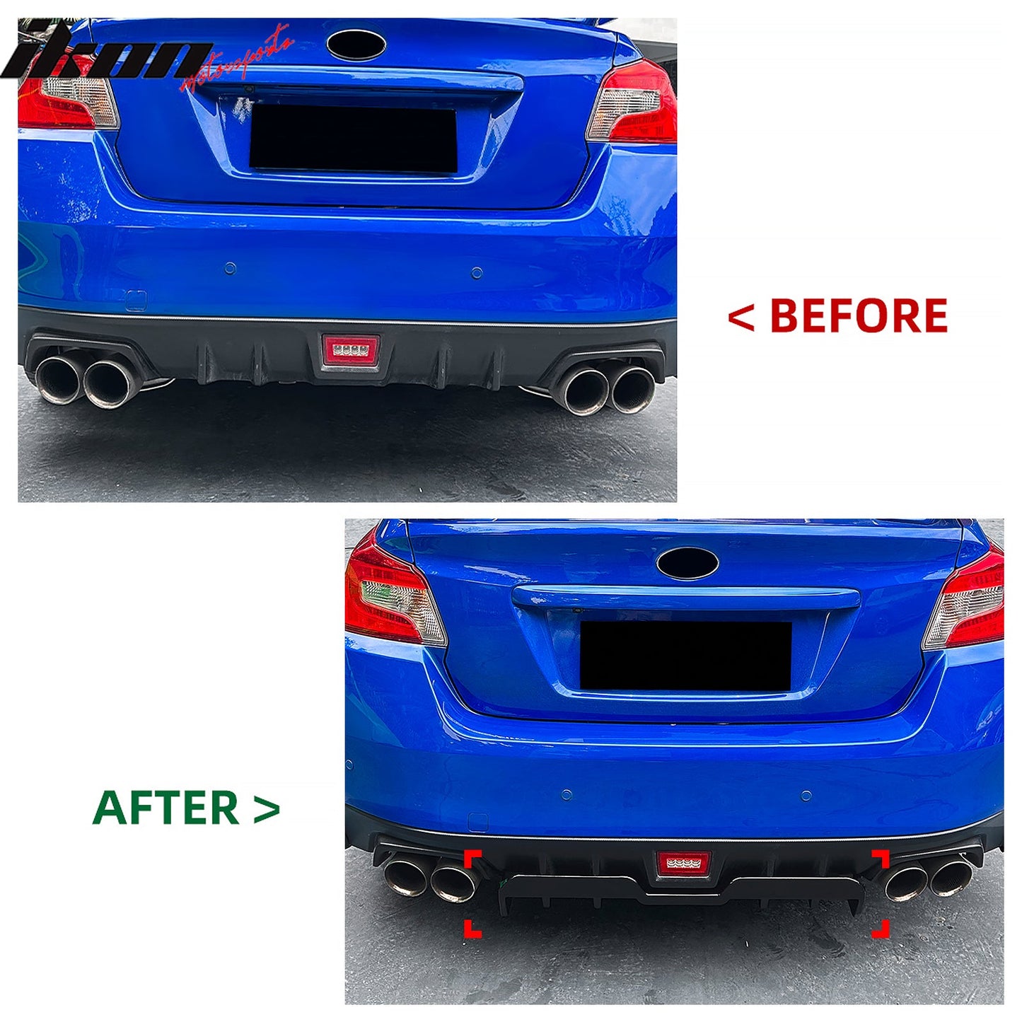 2015-2021 Subaru WRX STI HT Style Rear Diffuser Lip Gloss Black ABS