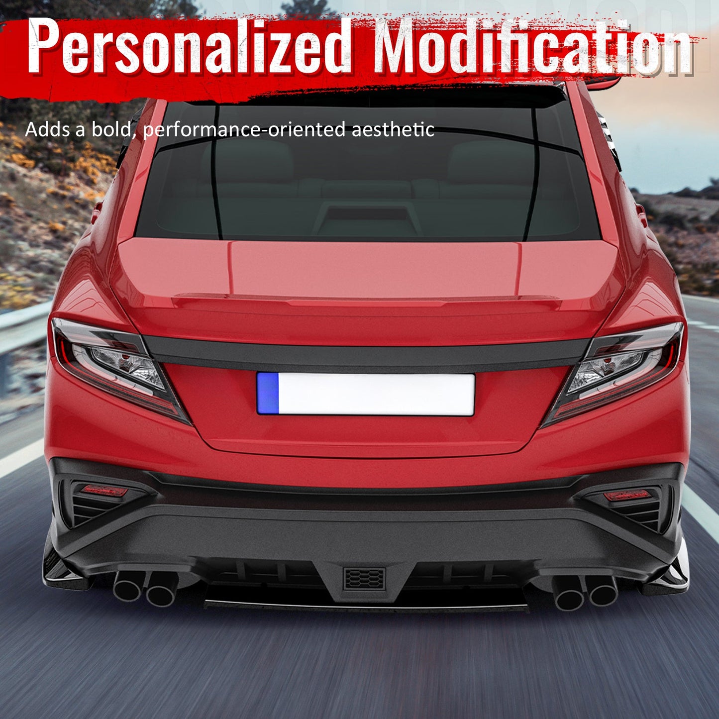 2022-2025 Subaru WRX STI Style Rear Diffuser Lip Gloss Black ABS 3PCS