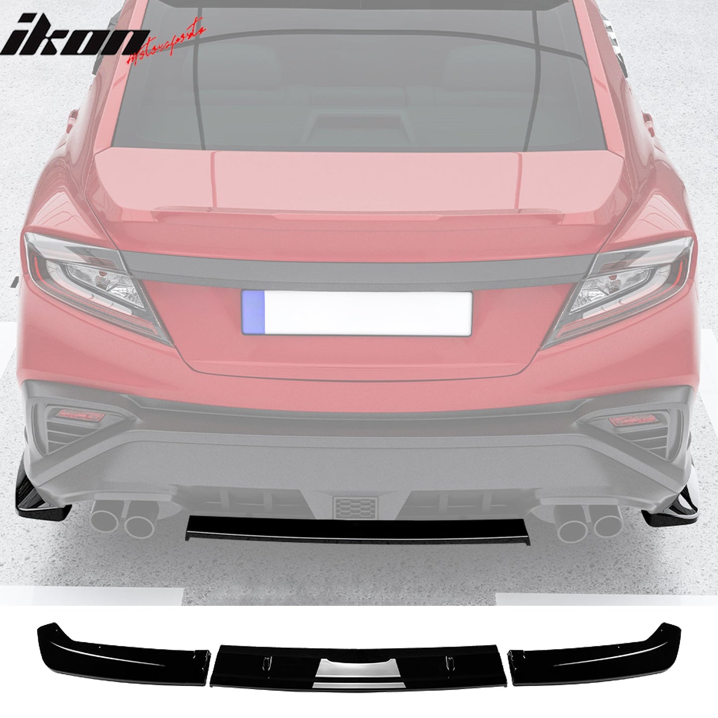 2022-2025 Subaru WRX STI Style Rear Diffuser Lip Gloss Black ABS 3PCS