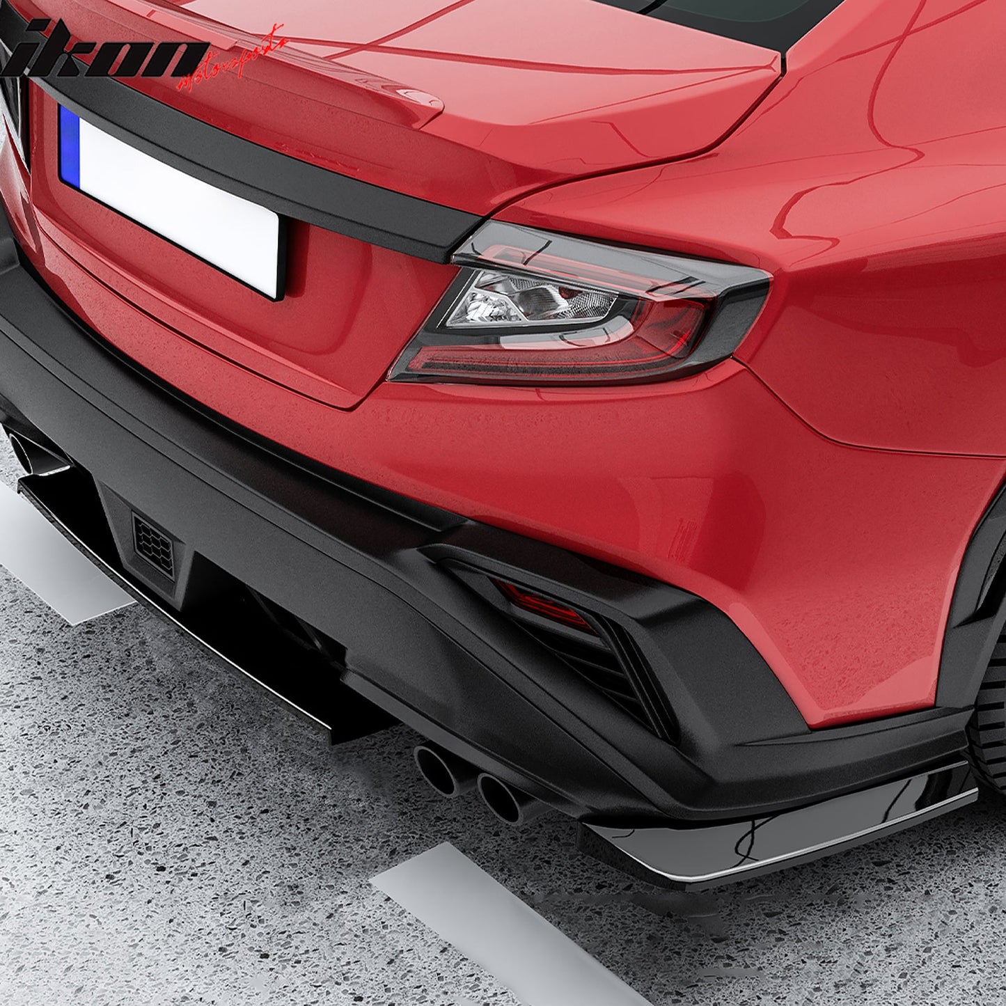 2022-2025 Subaru WRX STI Style Rear Diffuser Lip Gloss Black ABS 3PCS