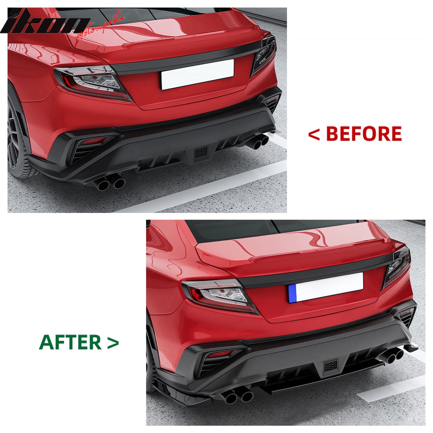 2022-2025 Subaru WRX STI Style Rear Diffuser Lip Gloss Black ABS 3PCS