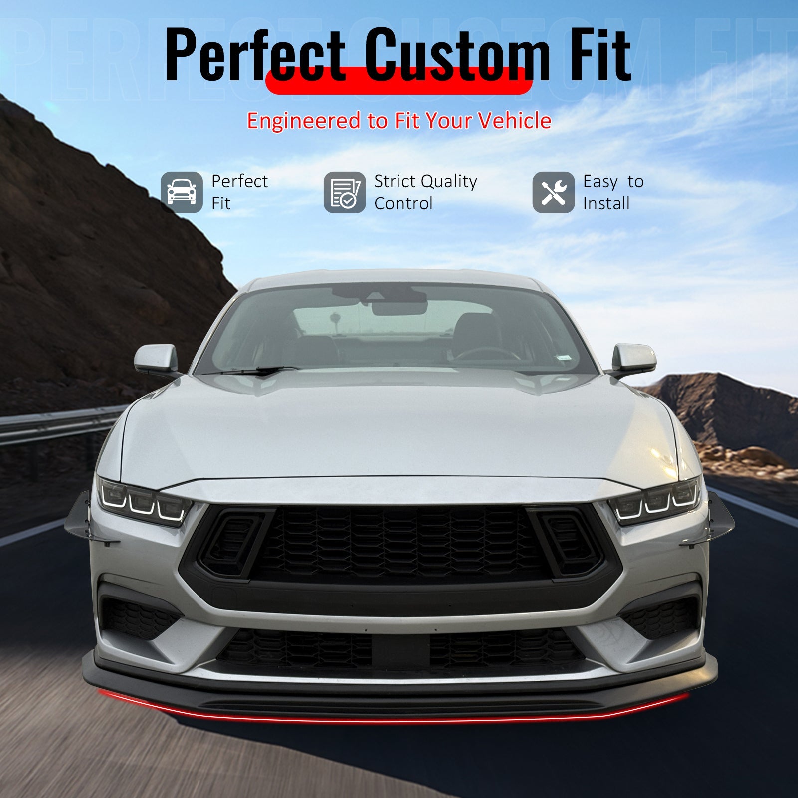 2024-2026 Ford Mustang Ecoboost& GT IKON Style Front Bumper Lip