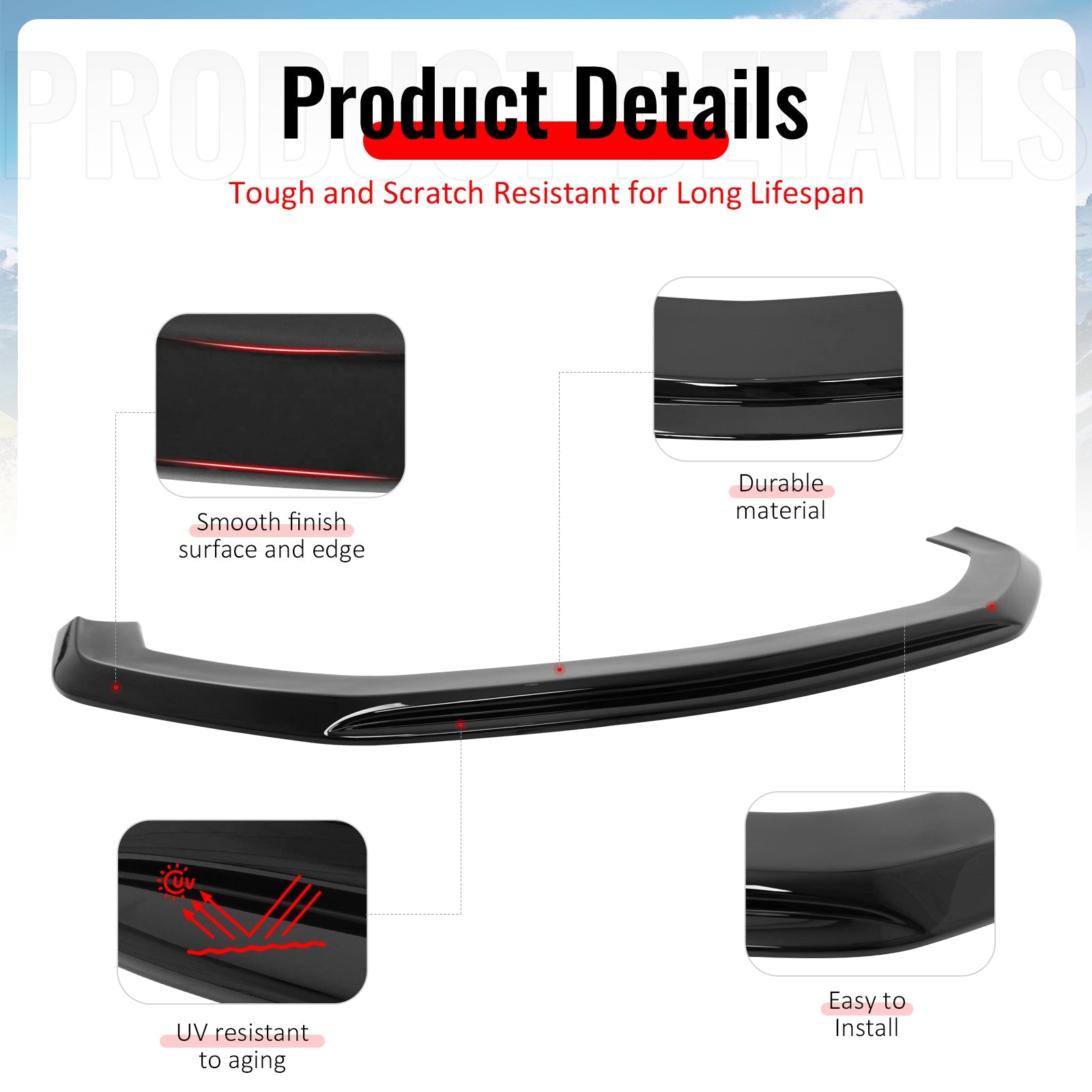 2024-2026 Ford Mustang Ecoboost& GT IKON Style Front Bumper Lip