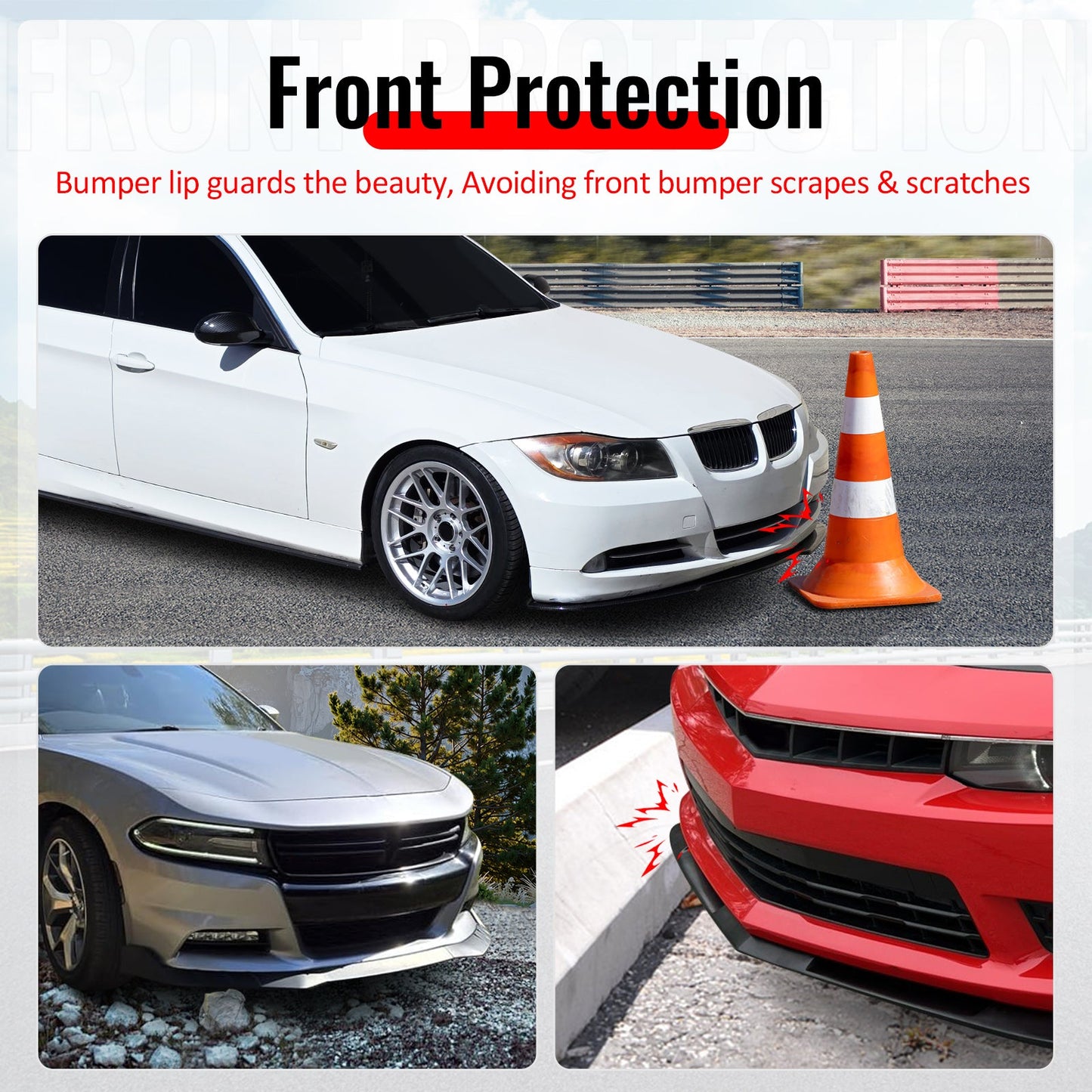 2015-2021 Subaru WRX CS2 Style Carbon Fiber Print Front Bumper Lip PP