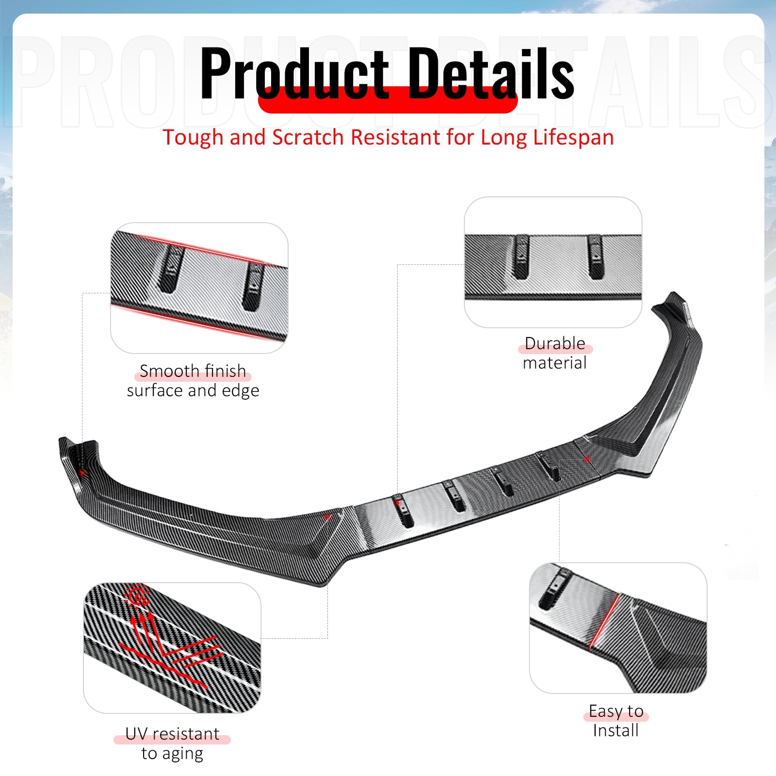 2017-2020 Subaru BRZ IKON Carbon Fiber Print Front Bumper Spoiler PP