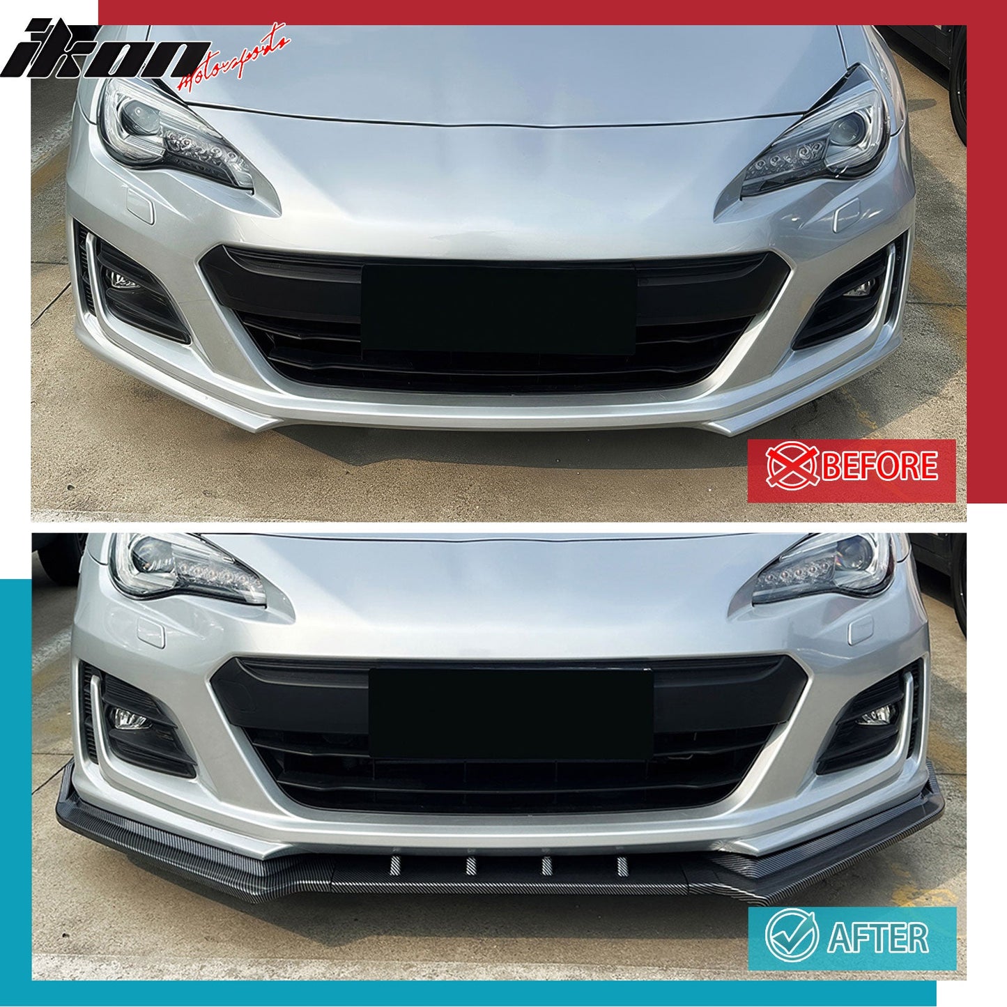 2017-2020 Subaru BRZ IKON Carbon Fiber Print Front Bumper Spoiler PP