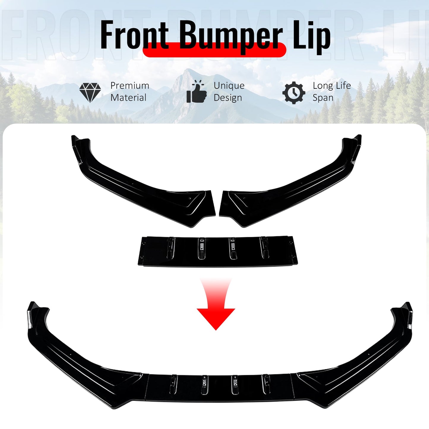 2017-2020 Subaru BRZ IKON Gloss Black Front Bumper Lip Spoiler PP