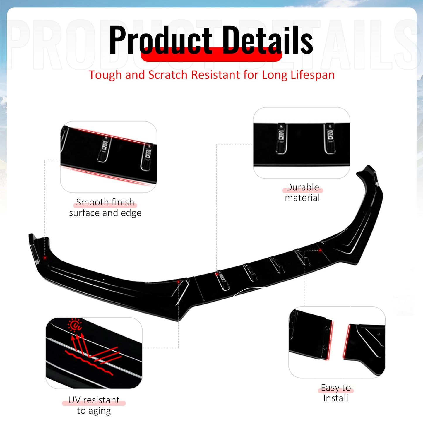 2017-2020 Subaru BRZ IKON Gloss Black Front Bumper Lip Spoiler PP