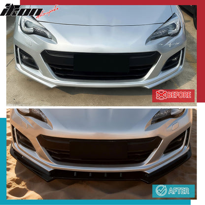 2017-2020 Subaru BRZ IKON Gloss Black Front Bumper Lip Spoiler PP