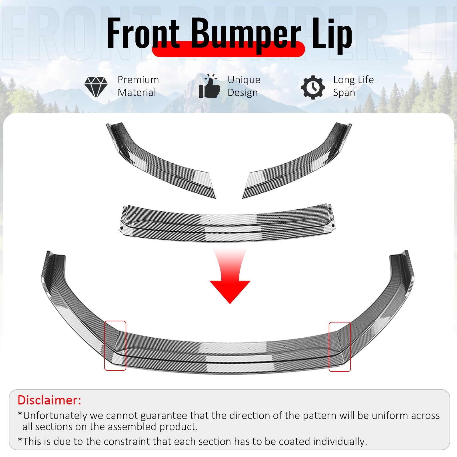 2022-2025 Subaru BRZ IKV2 Carbon Fiber Print Front Bumper Lip PP