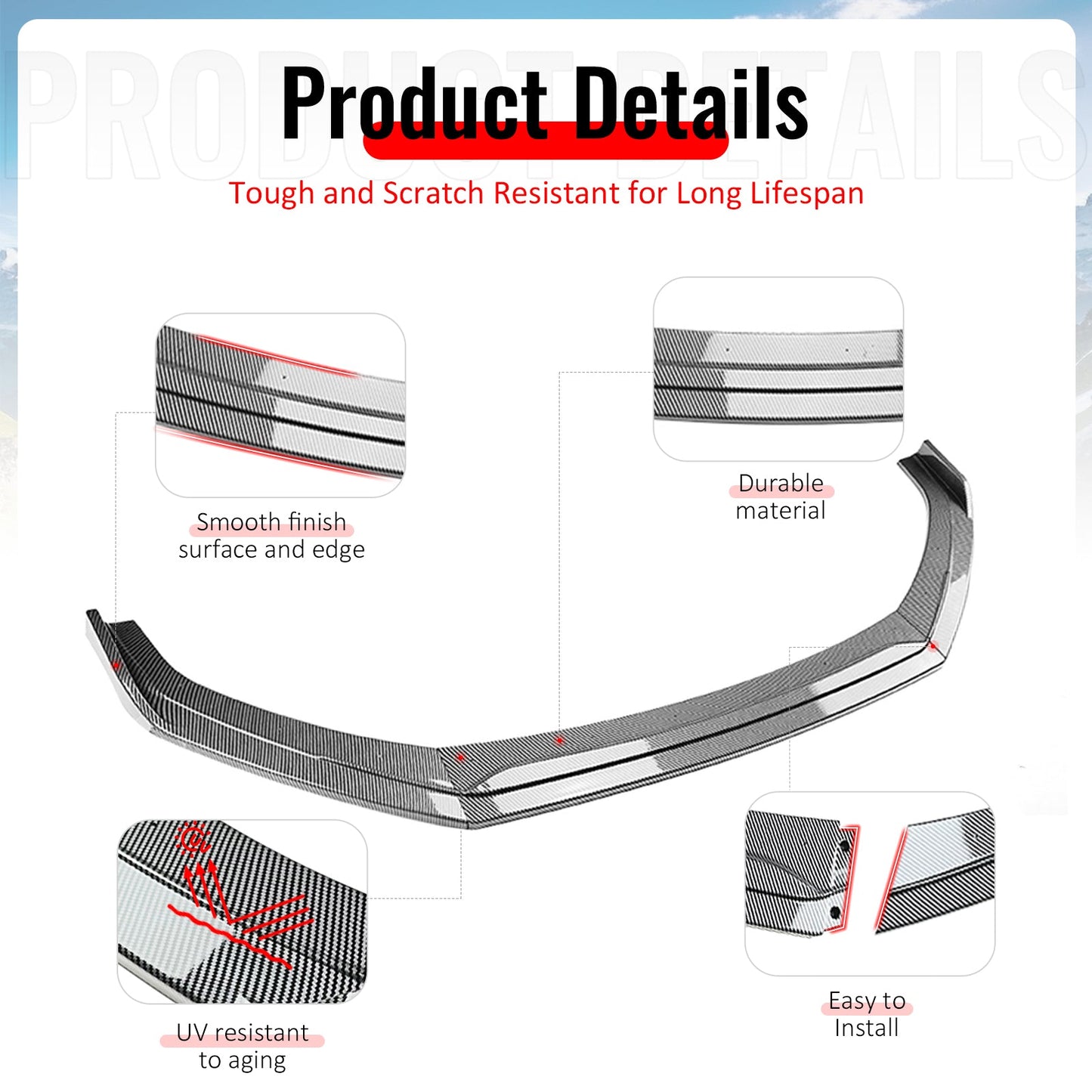 2022-2025 Subaru BRZ IKV2 Carbon Fiber Print Front Bumper Lip PP