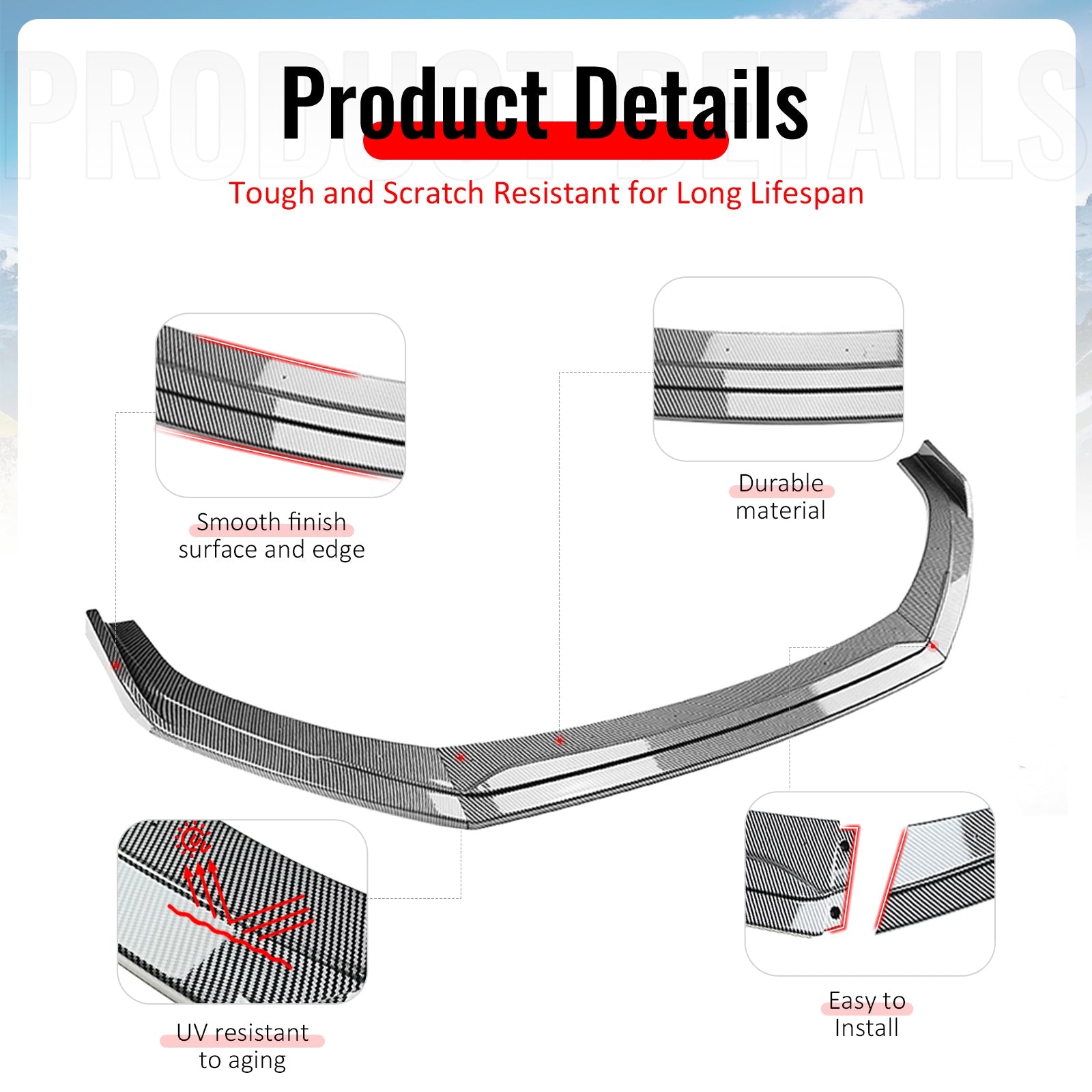 2022-2025 Subaru BRZ IKV2 Carbon Fiber Print Front Bumper Lip PP