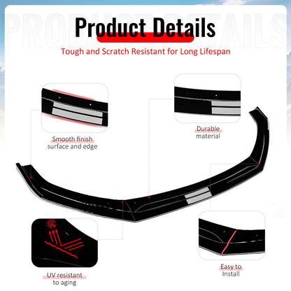 2022-2025 Subaru BRZ IKV2 Gloss Black Front Bumper Lip Spoiler PP