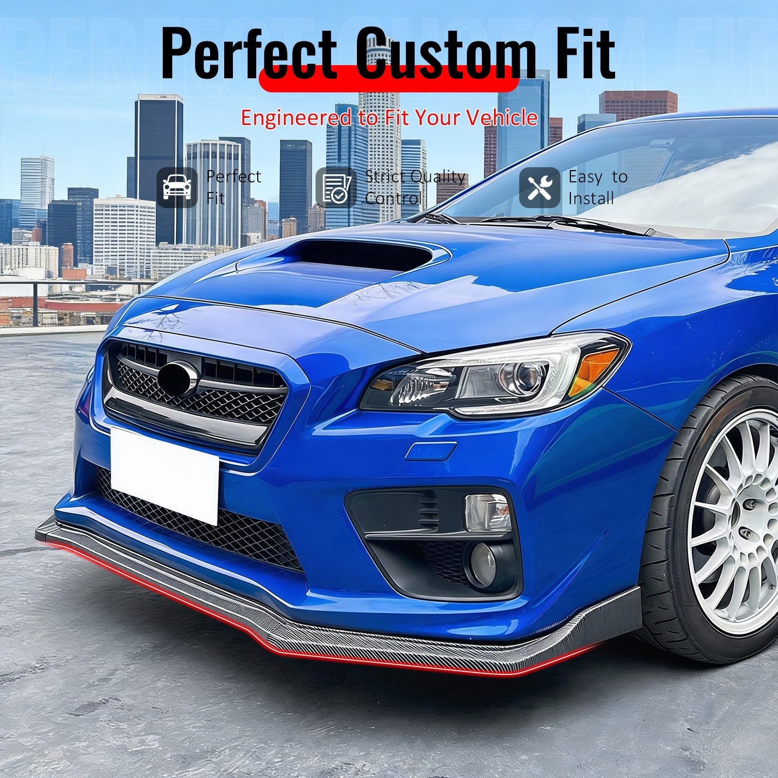 2015-2021 Subaru WRX CS2 Style Carbon Fiber Print Front Bumper Lip PP