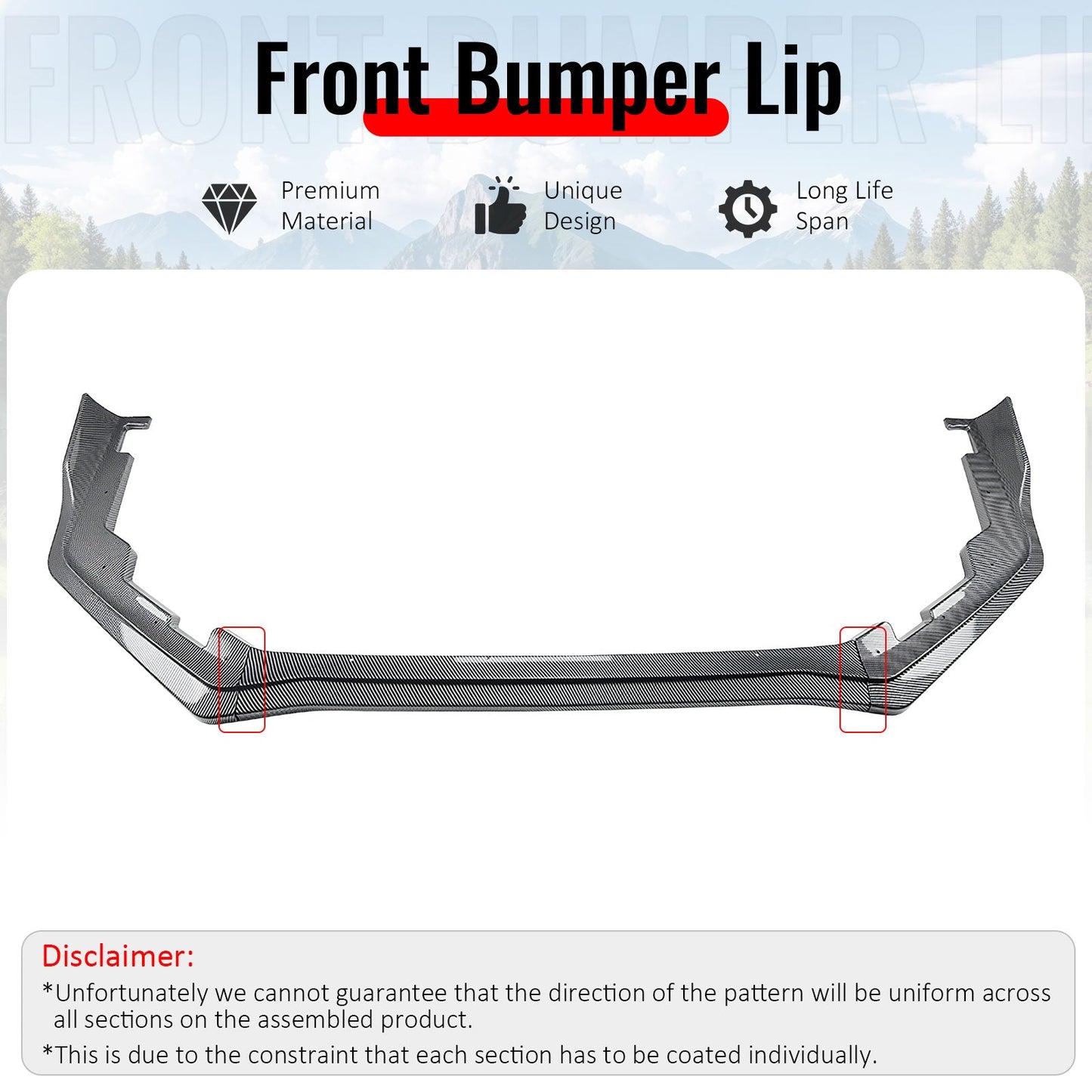 2015-2021 Subaru WRX CS2 Style Carbon Fiber Print Front Bumper Lip PP